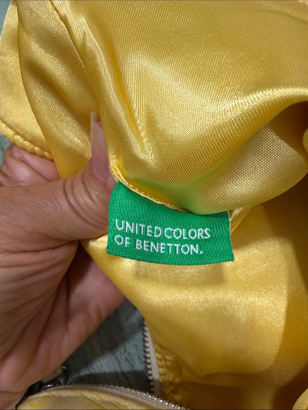 Vintage United Colors of Benetton Yellow Logo Hobo Shoulder Bag Y2K - Picture 9 of 12